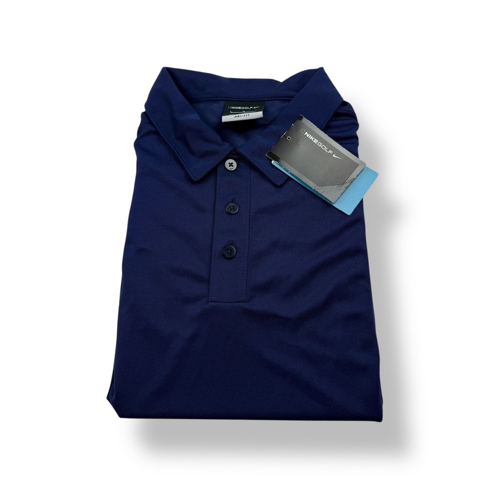 Nike Golf Dri Fit Mens Large Navy Blue Polo Shirt Short Sleeve NWT‎